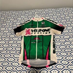 Vintage Cycling Jersey in Green and Pink